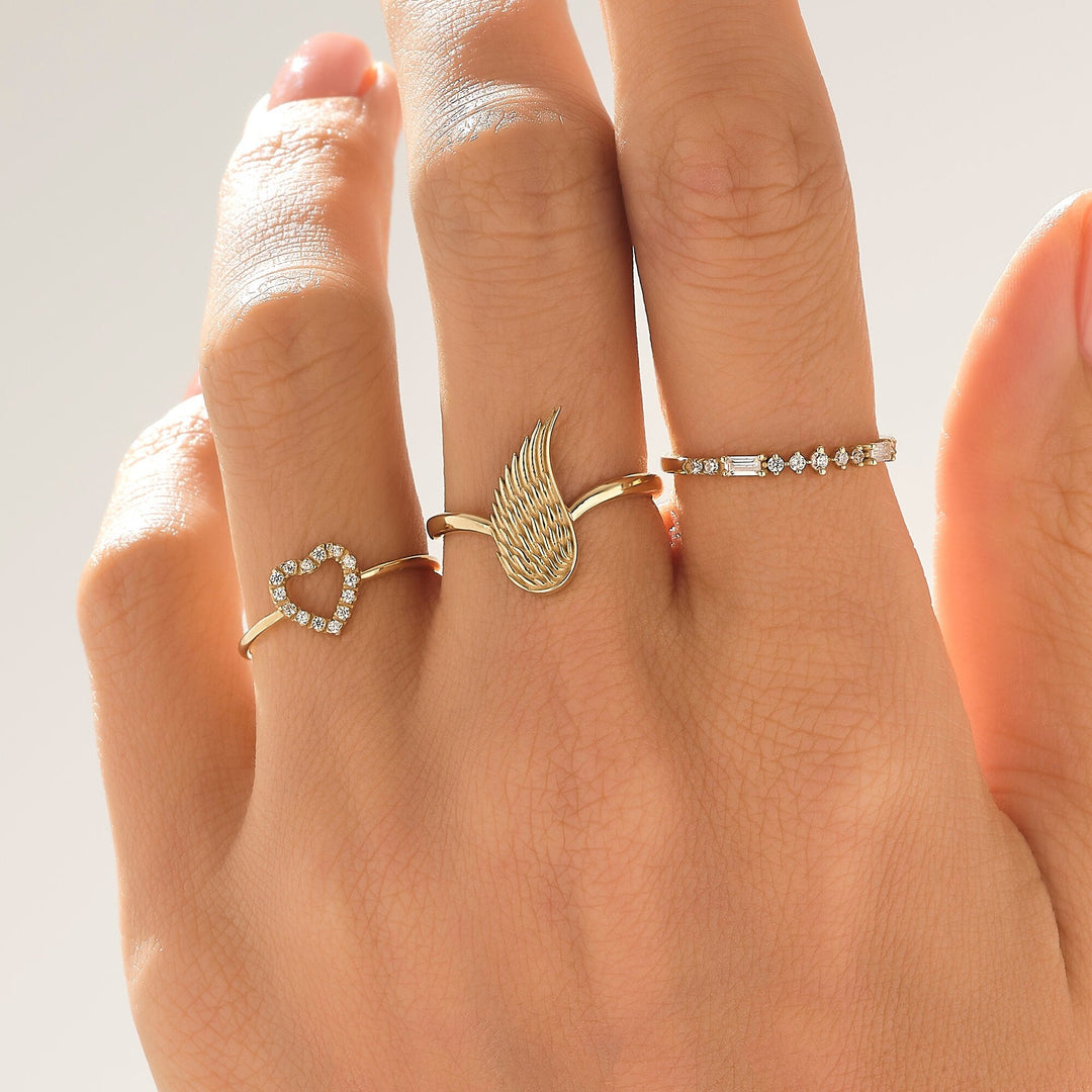 Round Cut Heart Shape lab grown diamonds Wedding Band - Doozy Diamonds