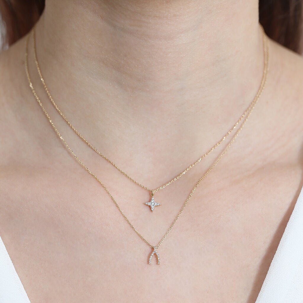 Round Cut Diamond North Star Necklace for Women - Doozy Diamonds