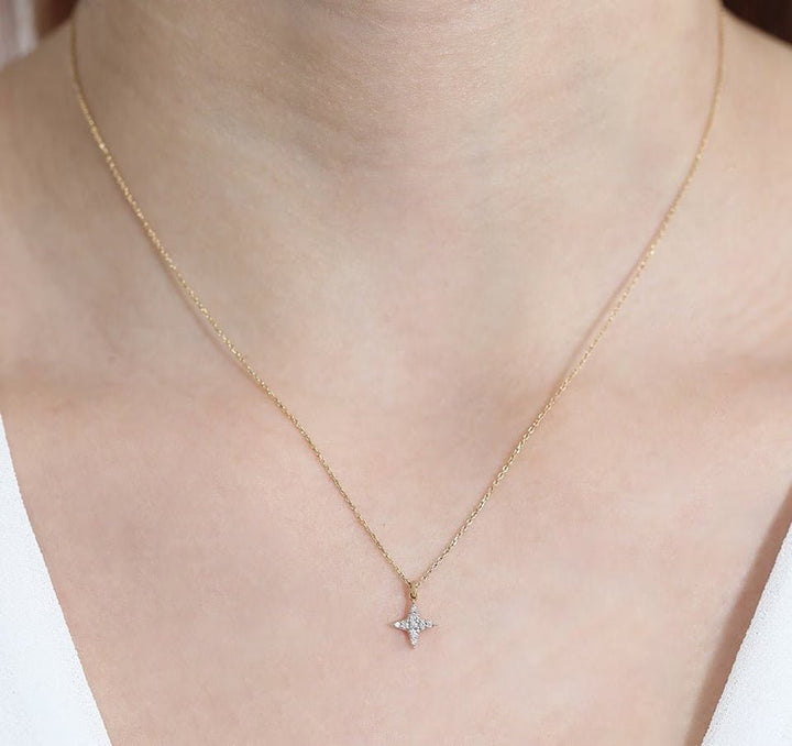 Round Cut Diamond North Star Necklace for Women - Doozy Diamonds
