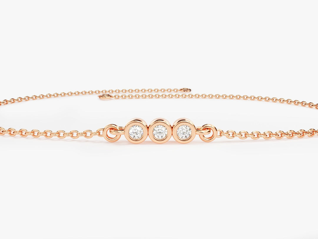 0.1Ct Bezel Set Round Cut Trio Diamond Bracelet for Her - Doozy Diamonds