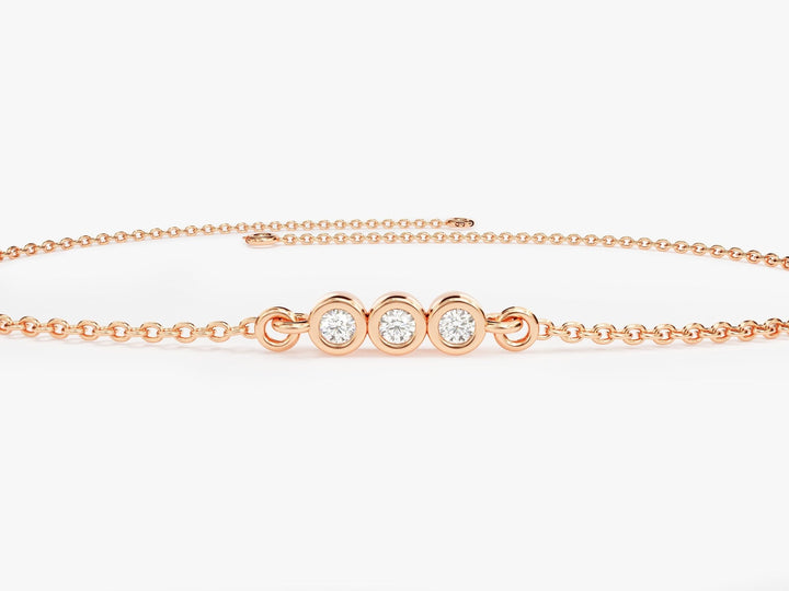 0.1Ct Bezel Set Round Cut Trio Diamond Bracelet for Her - Doozy Diamonds