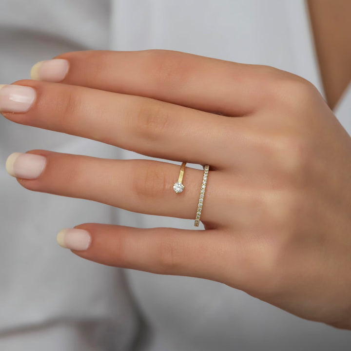 Unique Diamond Ring 14K Gold Dainty Gift for Woman - Doozy Diamonds