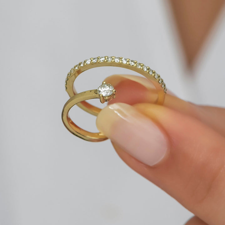 Unique Diamond Ring 14K Gold Dainty Gift for Woman - Doozy Diamonds