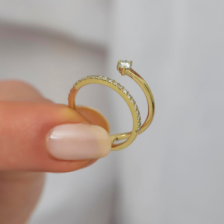 Unique Diamond Ring 14K Gold Dainty Gift for Woman - Doozy Diamonds