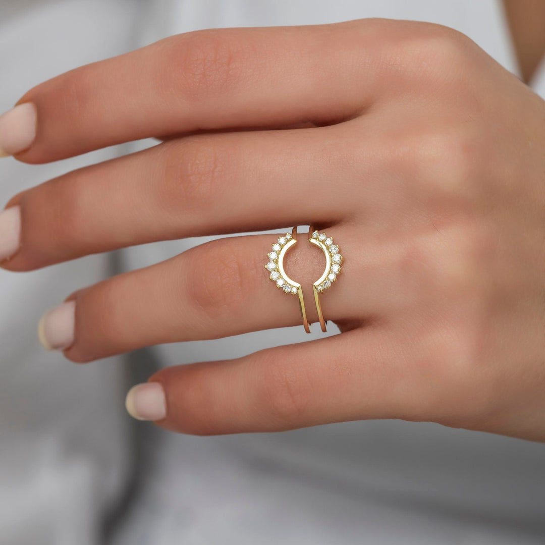 2 Piece Created Round Cut Diamond Woman Ring for Gift - Doozy Diamonds