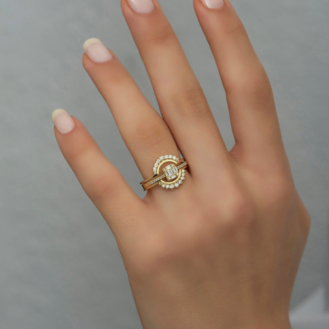 2 Piece Created Round Cut Diamond Woman Ring for Gift - Doozy Diamonds