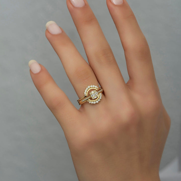 2 Piece Created Round Cut Diamond Woman Ring for Gift - Doozy Diamonds