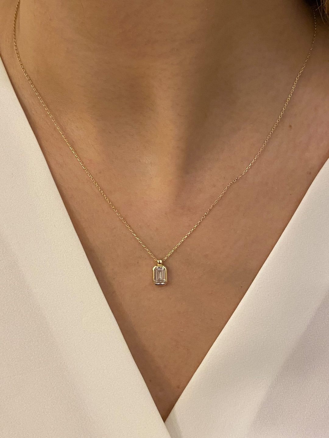 Bezel Set Baguette Cut Diamond Necklace for Women - Doozy Diamonds