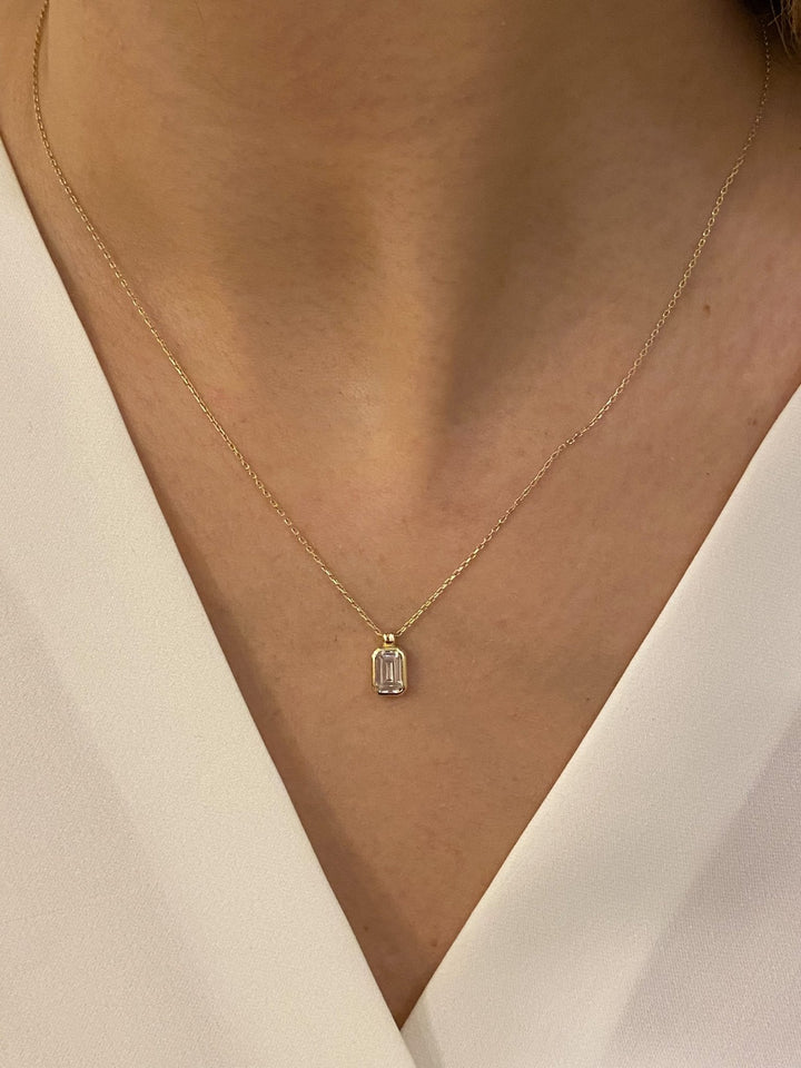 Bezel Set Baguette Cut Diamond Necklace for Women - Doozy Diamonds