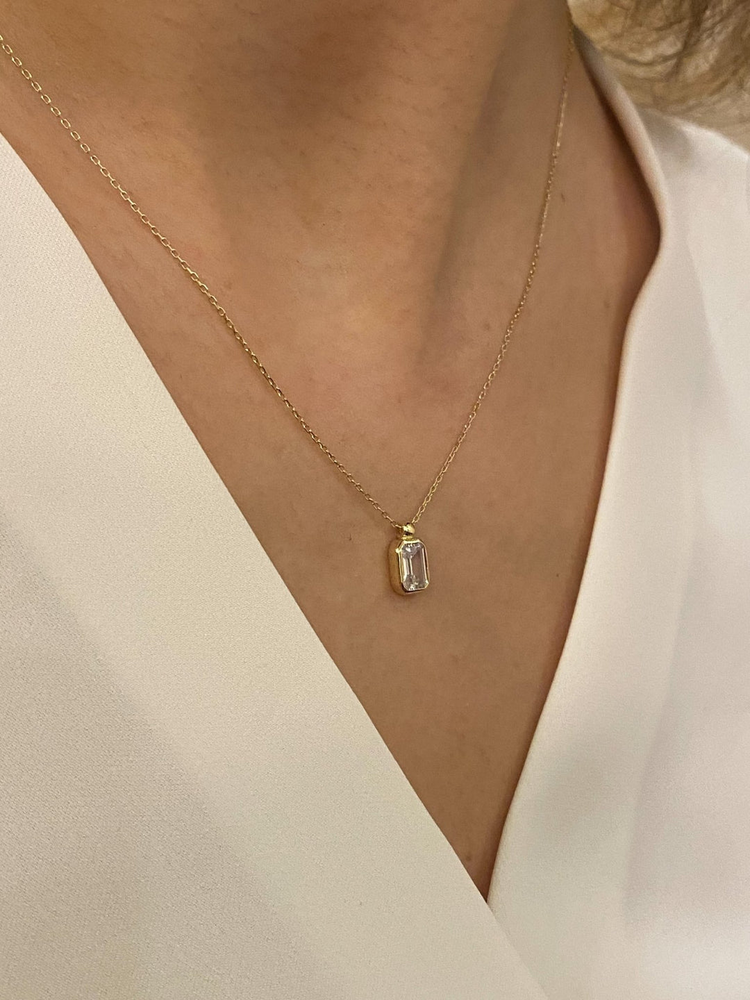 Bezel Set Baguette Cut Diamond Necklace for Women - Doozy Diamonds