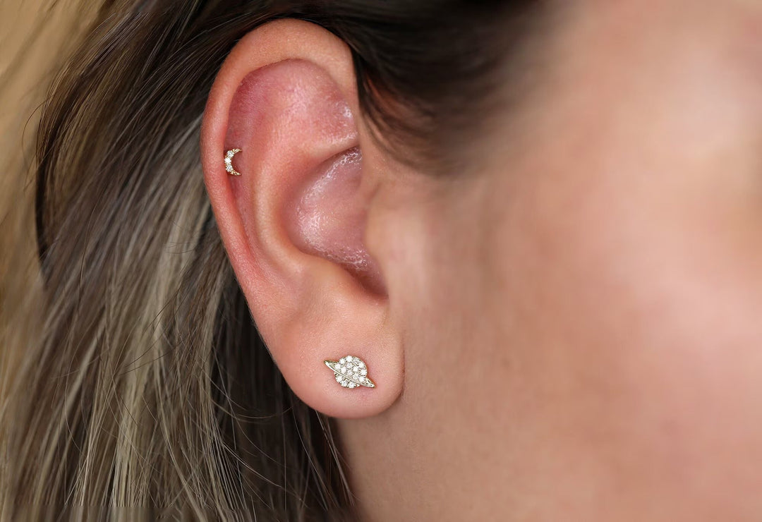 0.13CT Round Saturn lab grown diamonds Stud Earrings For Women - Doozy Diamonds