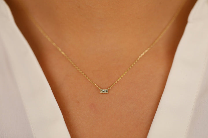 Baguette Cut Four Stone Diamond Necklace for Women - Doozy Diamonds