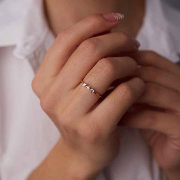 Three Stone Round Cut Diamond Wedding Band for Women - Doozy Diamonds