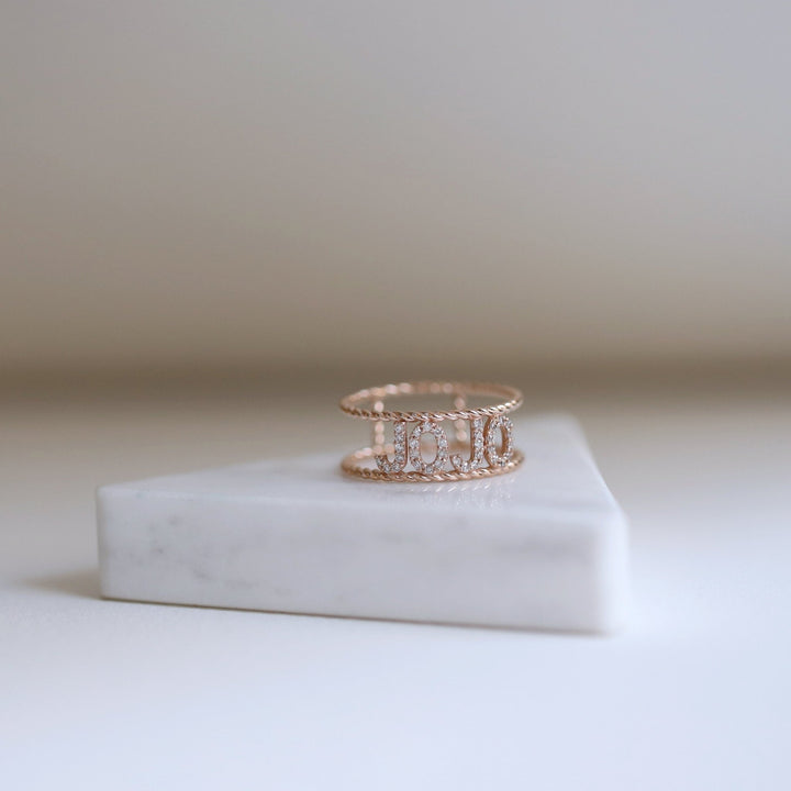 0.22CT Initial Braided lab grown diamonds Double Wedding Band - Doozy Diamonds