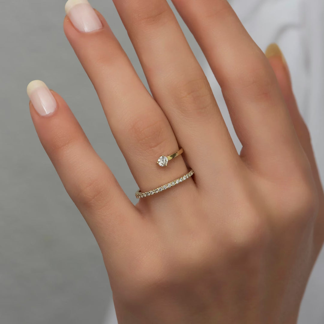 Unique Diamond Ring 14K Gold Dainty Gift for Woman - Doozy Diamonds