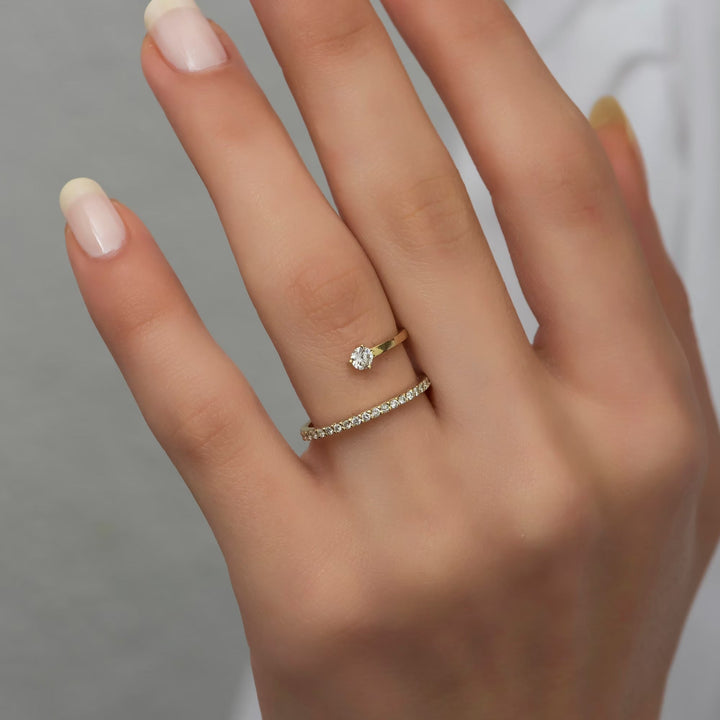 Unique Diamond Ring 14K Gold Dainty Gift for Woman - Doozy Diamonds