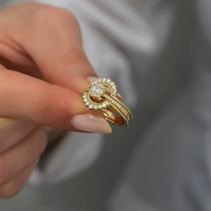 2 Piece Created Round Cut Diamond Woman Ring for Gift - Doozy Diamonds