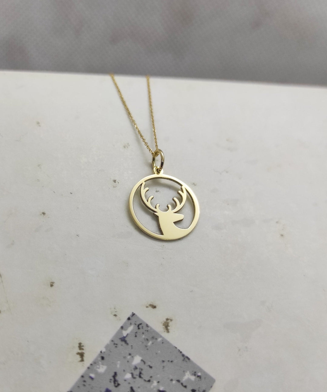 Wild Deer 14k Solid Gold Pendant Necklace for Christmas Gift - Doozy Diamonds