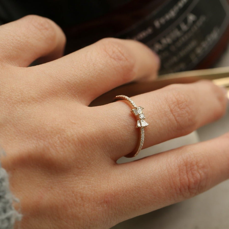 Baguette and Round Cut Diamond Bow Wedding Band for Gift - Doozy Diamonds