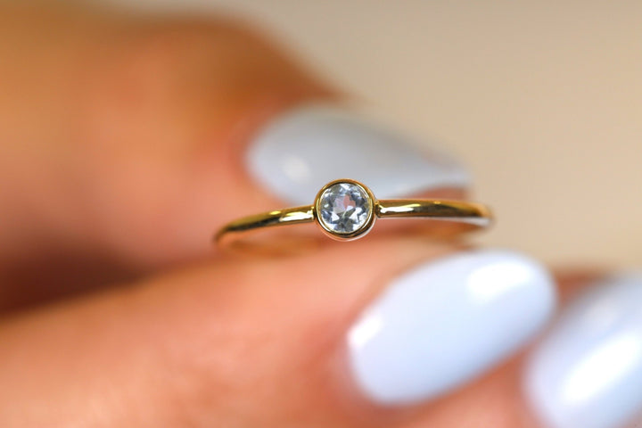 Bezel Set Round Cut Diamond Ring for Her for Birthday Gift - Doozy Diamonds