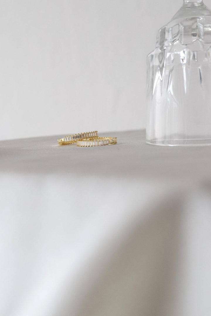 Baguette Cut Diamond Huggie Hoop Earring for for Her - Doozy Diamonds