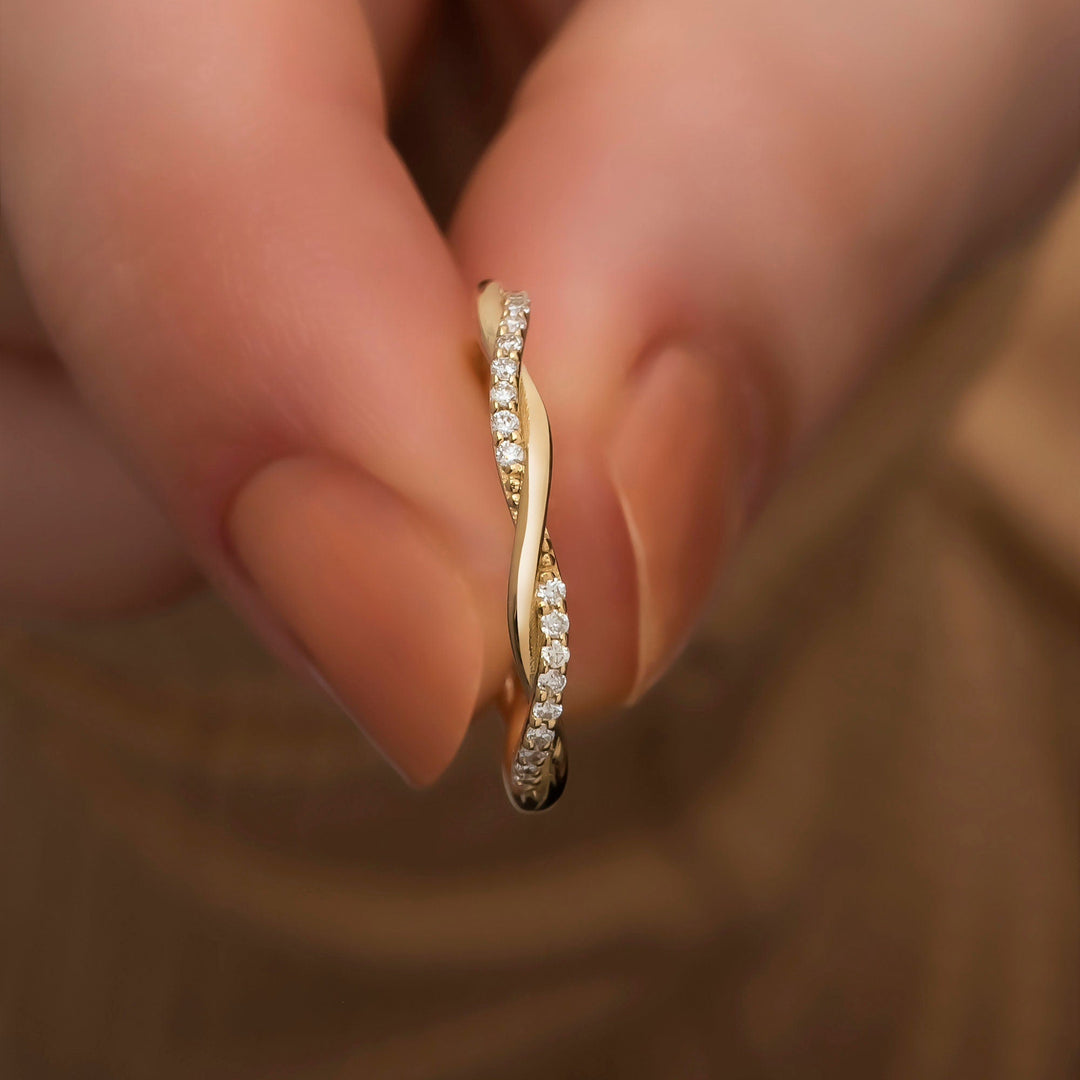 Round Cut Braided Diamond Stackable Ring for Her - Doozy Diamonds