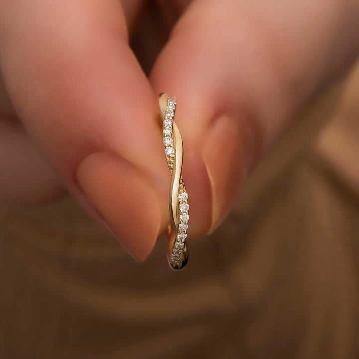 Round Cut Braided Diamond Stackable Ring for Her - Doozy Diamonds