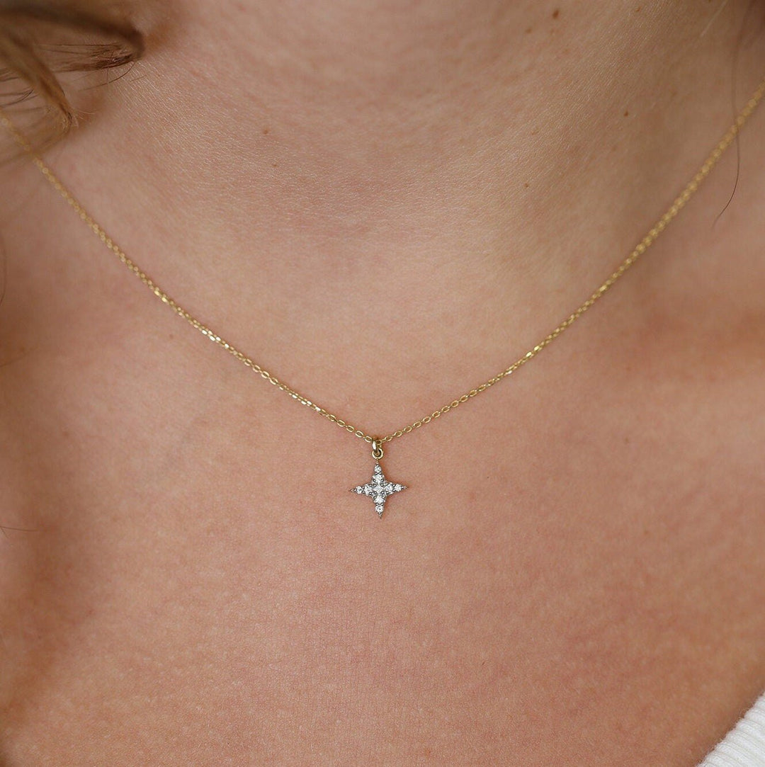 Round Cut Diamond North Star Necklace for Women - Doozy Diamonds