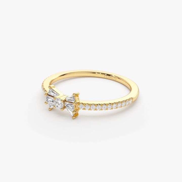 Baguette and Round Cut Diamond Bow Wedding Band for Gift - Doozy Diamonds
