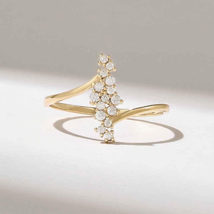 0.29CT Round Unique Cluster lab grown diamonds Wedding Band In 14K Solid Gold - Doozy Diamonds