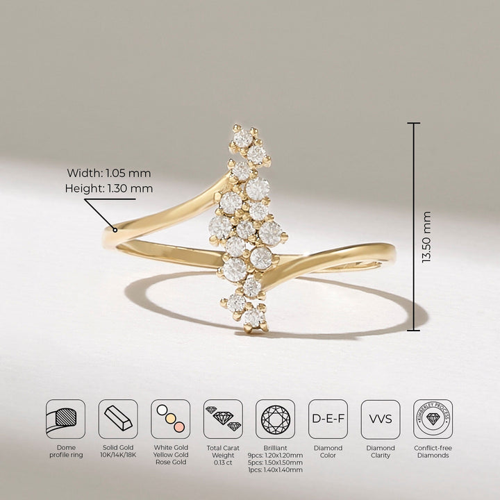 0.29CT Round Unique Cluster lab grown diamonds Wedding Band In 14K Solid Gold - Doozy Diamonds