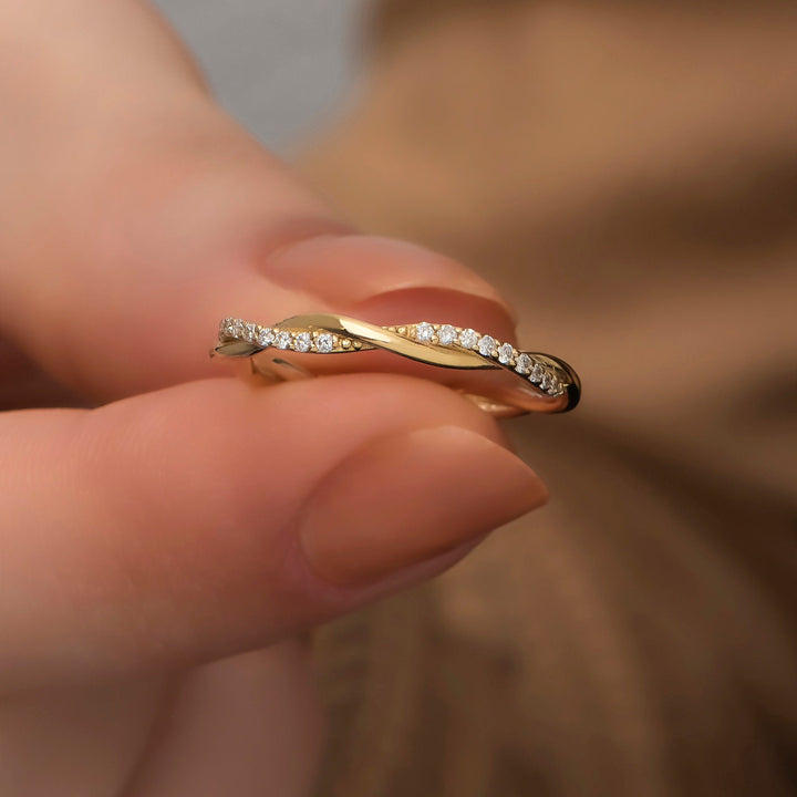 Round Cut Braided Diamond Stackable Ring for Her - Doozy Diamonds
