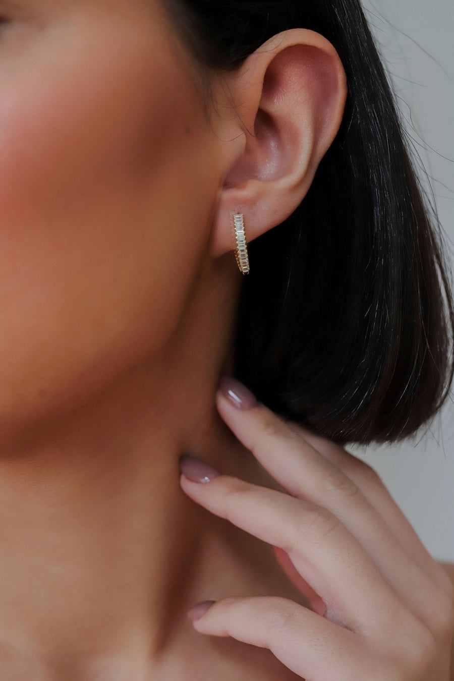 Baguette Cut Diamond Huggie Hoop Earring for for Her - Doozy Diamonds