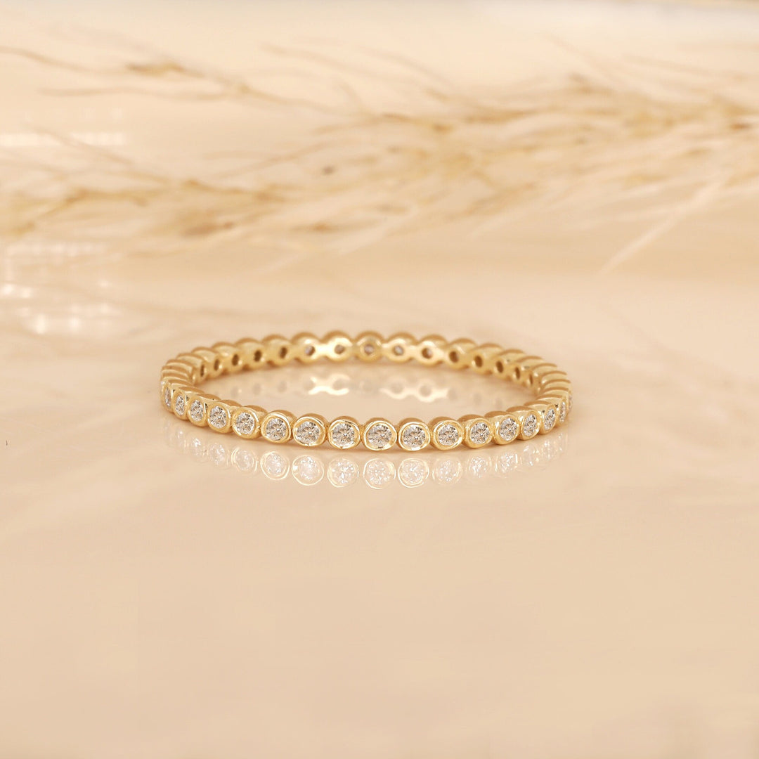 Round Cut Bezel Eternity Diamond Band Gift for Her - Doozy Diamonds