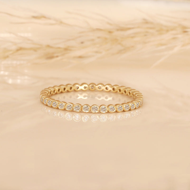 Round Cut Bezel Eternity Diamond Band Gift for Her - Doozy Diamonds