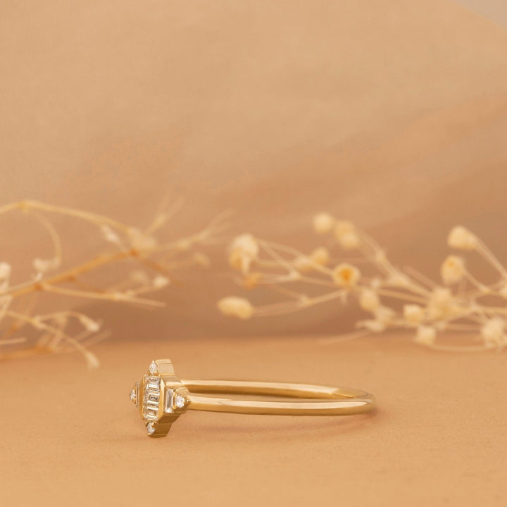 Baguette Cut Diamond Cluster Gold Wedding Ring for Women - Doozy Diamonds