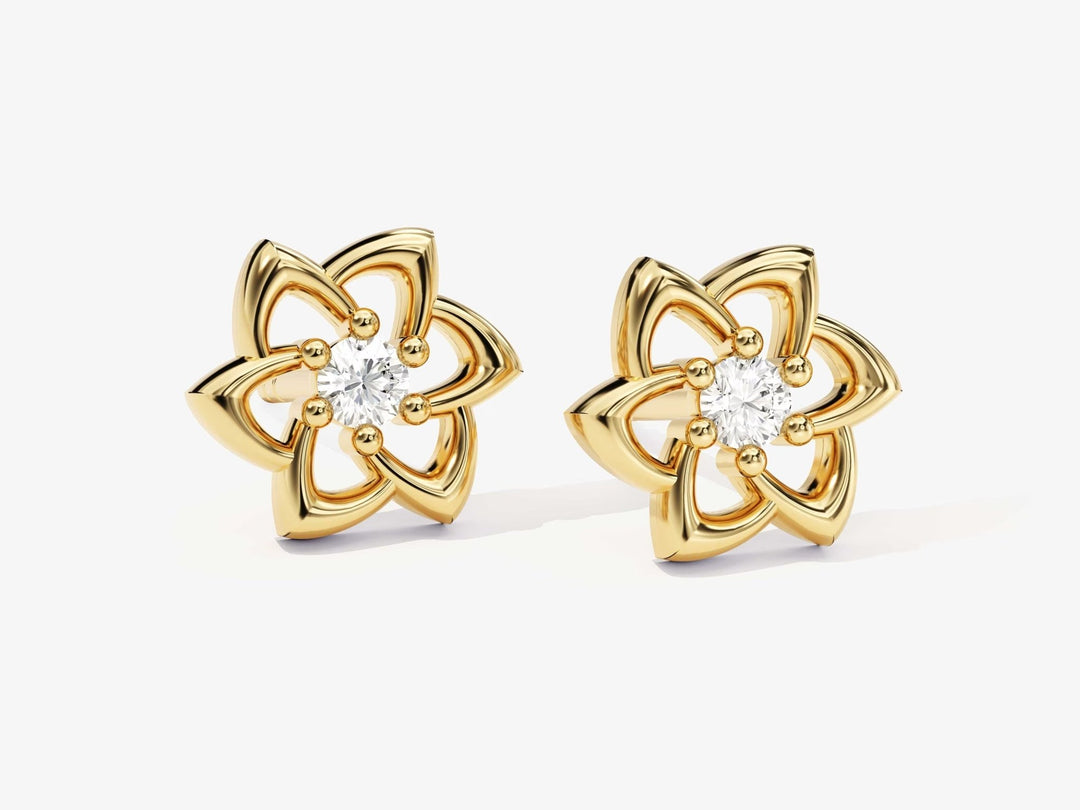 Round Cut Diamond Floral Studs Earrings for Halloween Gift - Doozy Diamonds