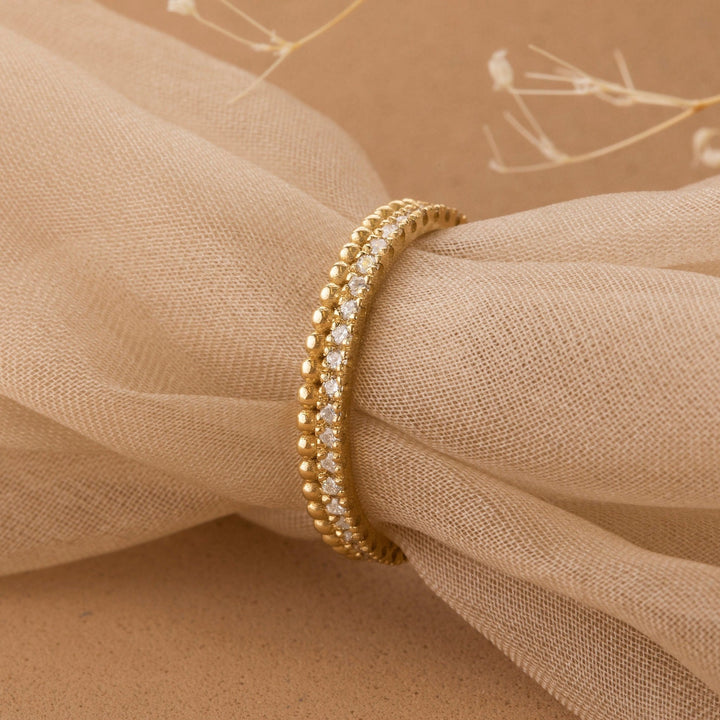 Round Cut Diamond Beaded design Wedding Band for Her - Doozy Diamonds