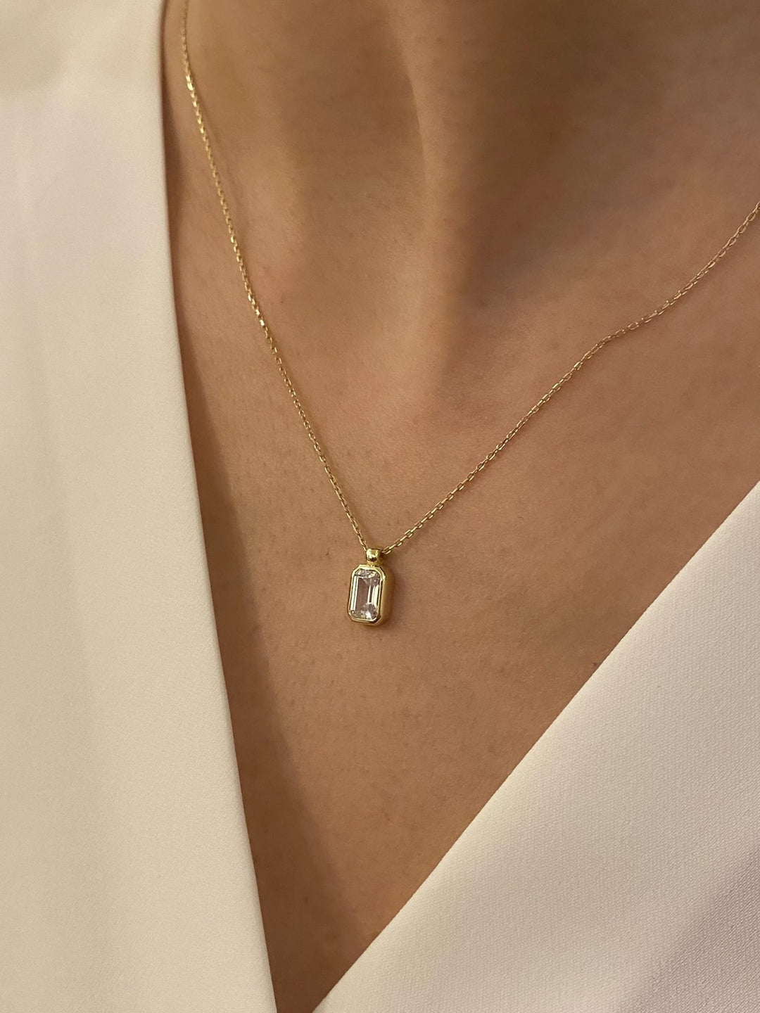Bezel Set Baguette Cut Diamond Necklace for Women - Doozy Diamonds
