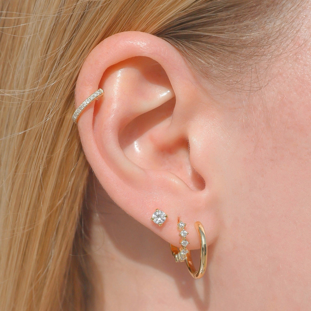 Round Cut Diamond Cartilage Earring for Her - Doozy Diamonds