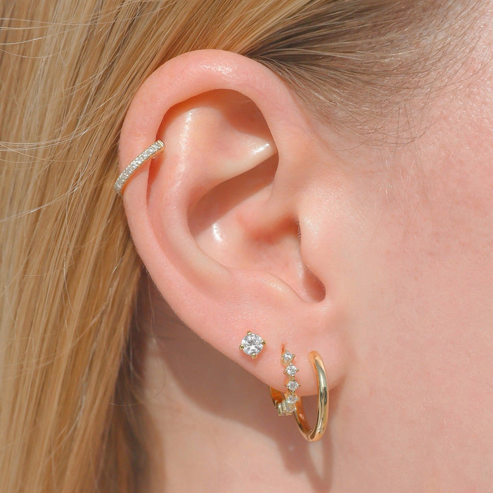 Round Cut Diamond Cartilage Earring for Her - Doozy Diamonds