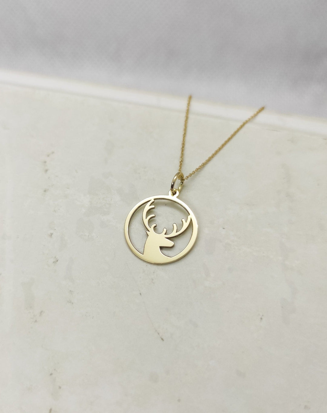 Wild Deer 14k Solid Gold Pendant Necklace for Christmas Gift - Doozy Diamonds