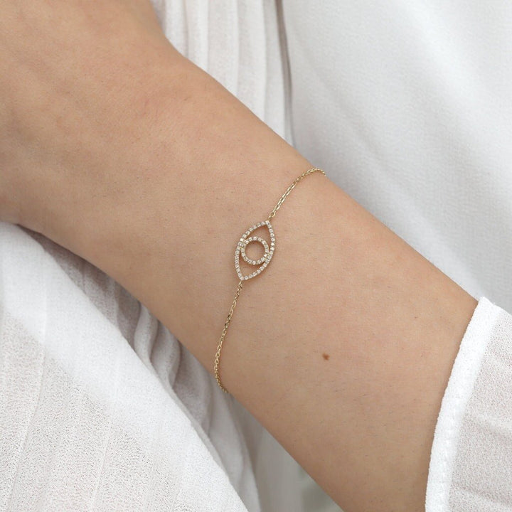 Round Cut Diamond Evil Eye Bracelet for Her Gift - Doozy Diamonds