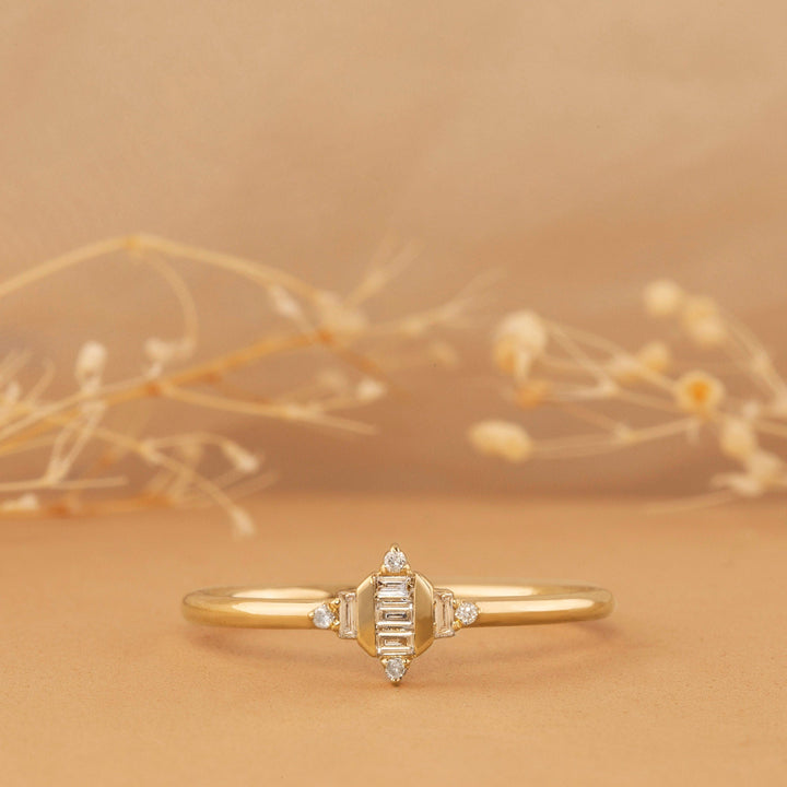 Baguette Cut Diamond Cluster Gold Wedding Ring for Women - Doozy Diamonds