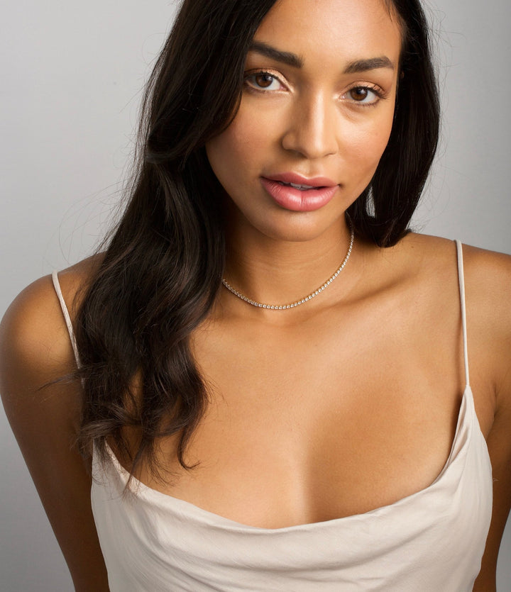Round Cut Diamond Tennis Choker Necklace for Anniversary Gift - Doozy Diamonds