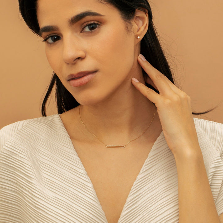 Round Cut Diamond Rectangle Shape Necklace for Her - Doozy Diamonds