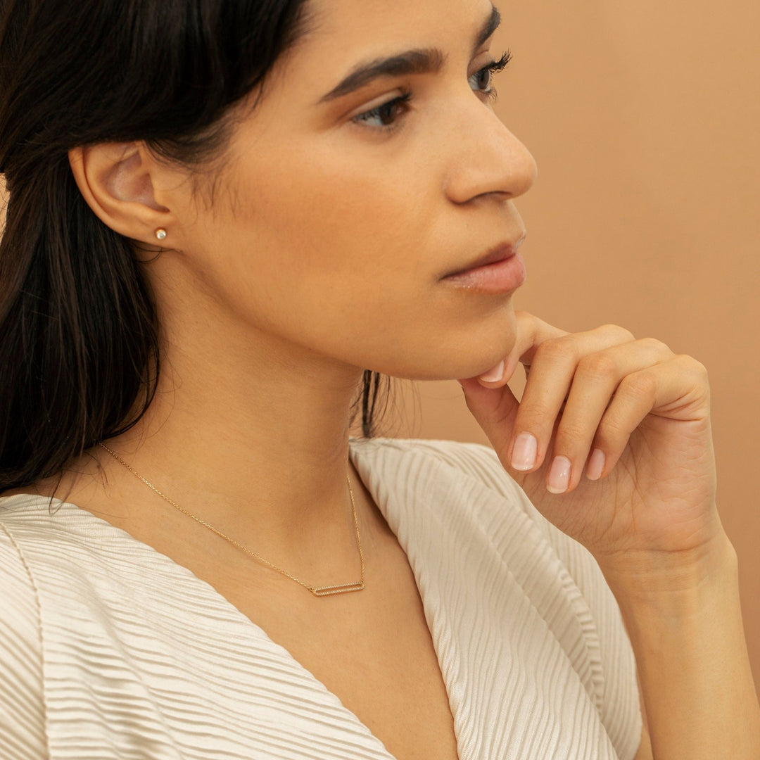 Round Cut Diamond Rectangle Shape Necklace for Her - Doozy Diamonds