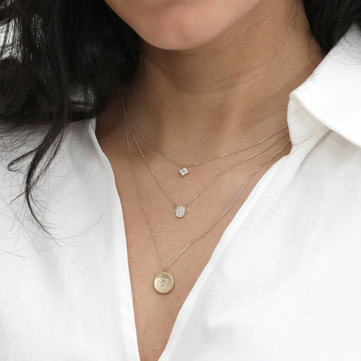 Coin Charm Diamond 14k Solid Gold Necklace for Women - Doozy Diamonds