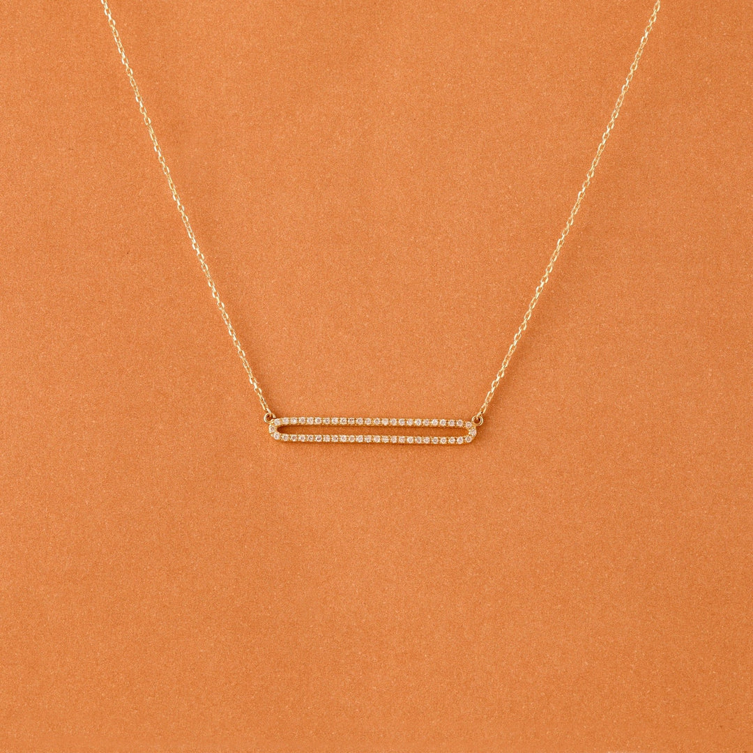 Round Cut Diamond Rectangle Shape Necklace for Her - Doozy Diamonds