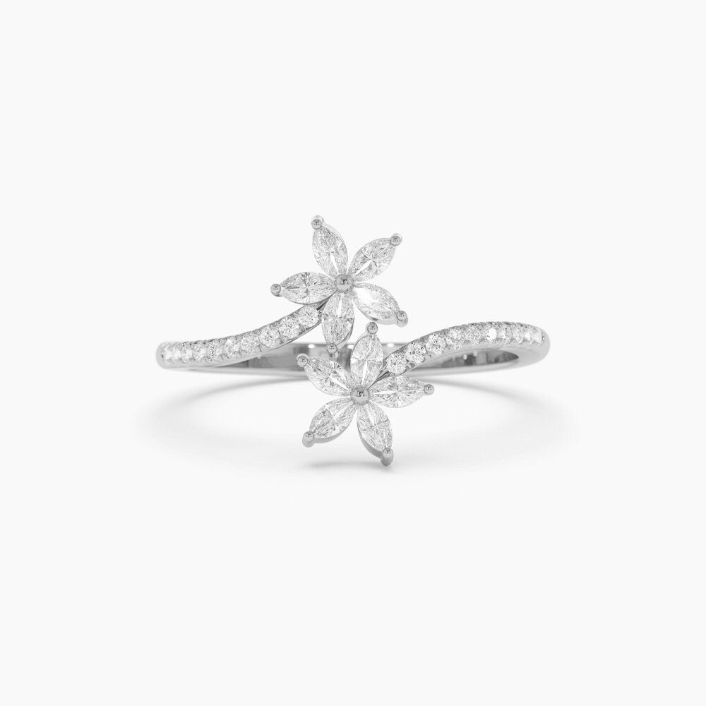 Marquise & Round Cut Flower Diamond Ring Gift for Mother - Doozy Diamonds
